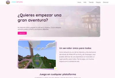 Diseño y desarrollo del Landing y tienda para el servidor de Minecraft Zuros Network, con diseño moderno y responsivo.