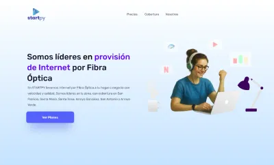 Landing para un proveedor local de internet, diseñada para convertir visitantes en clientes. Presenta los planes y zonas de cobertura con integración con WhatsApp.